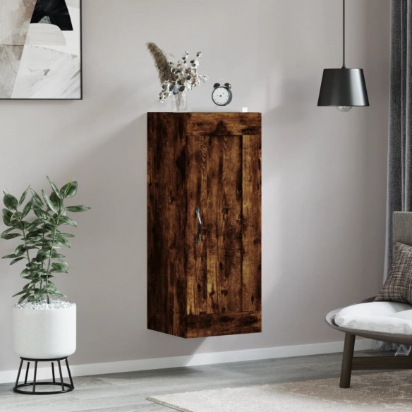 Armoire murale chêne fumé 34,5x34x90 cm bois d'ingénierie