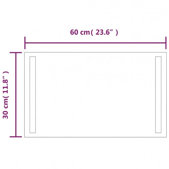 Miroir de salle de bain à LED 60x30 cm