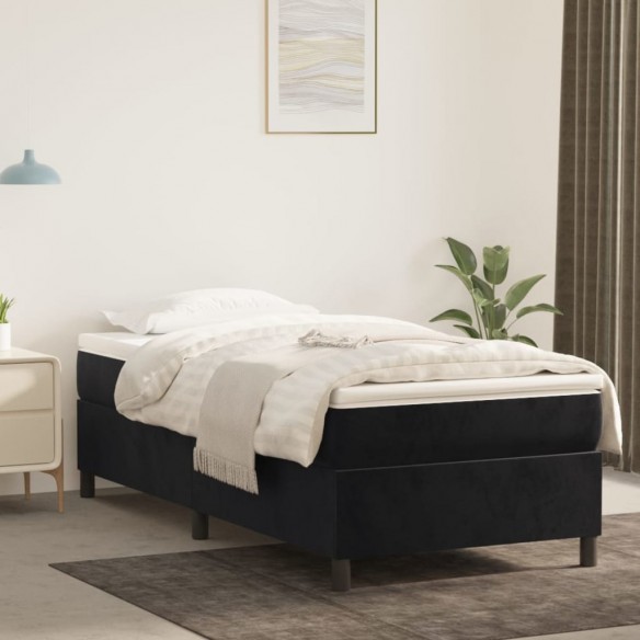 Cadre de lit avec matelas Noir 100x200 cm Velours