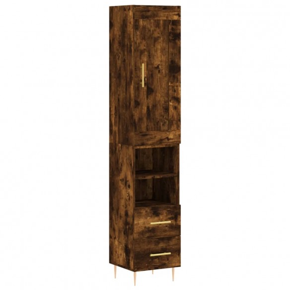 Buffet haut Chêne fumé 34,5x34x180 cm Bois d'ingénierie