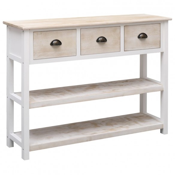 Buffet Blanc et marron 108x30x76 cm Bois de Paulownia massif