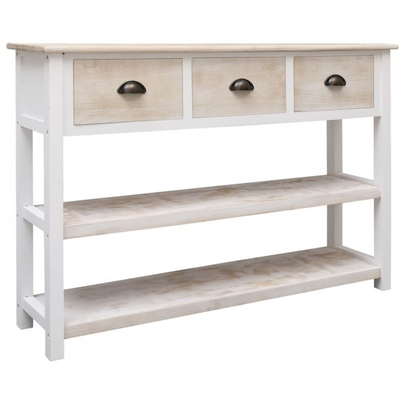 Buffet Blanc et marron 108x30x76 cm Bois de Paulownia massif