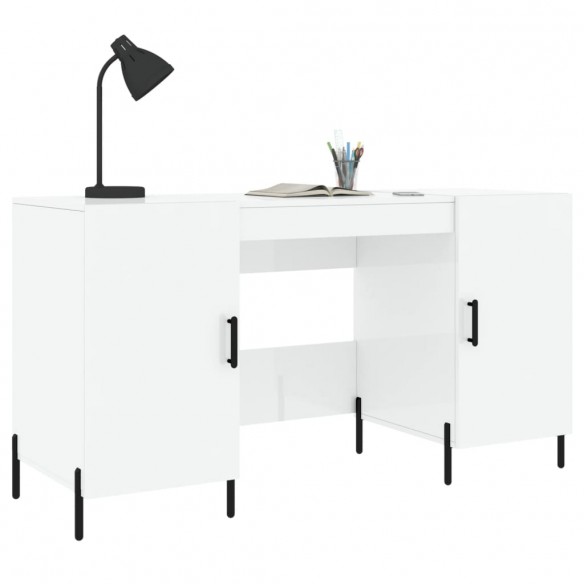 Bureau Blanc brillant 140x50x75 cm Bois d'ingénierie