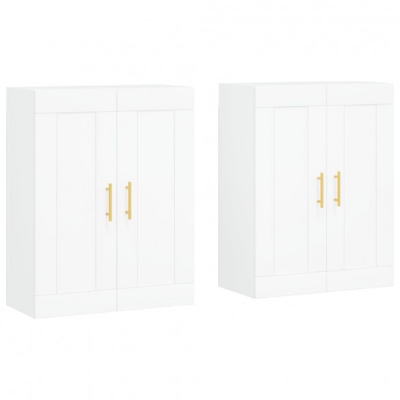 Armoires murales 2 pcs blanc bois d'ingénierie