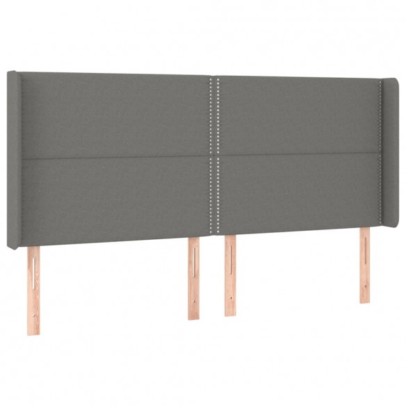 Tête de lit avec oreilles Gris foncé 183x16x118/128 cm Tissu