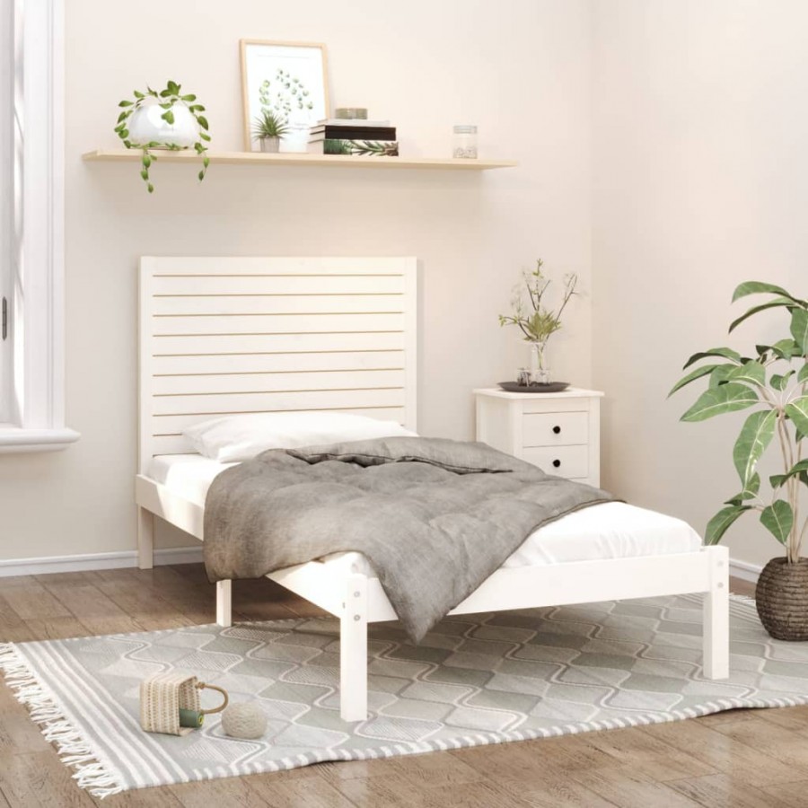 Cadre de lit Blanc Bois massif 90x200 cm