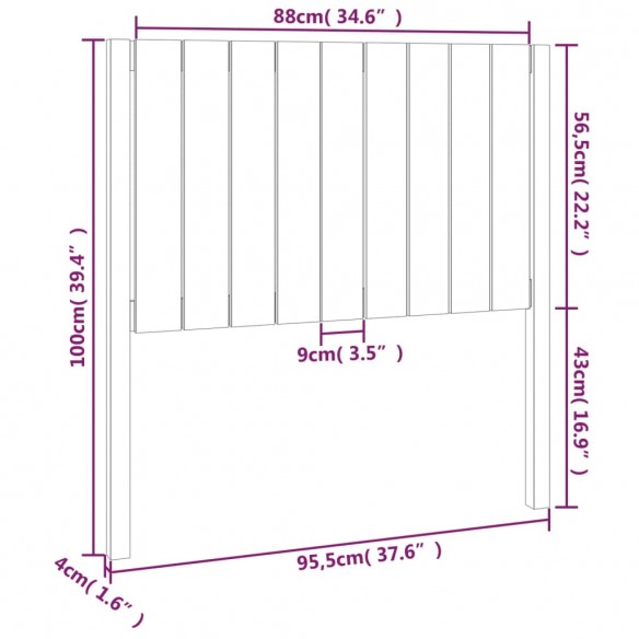 Tête de lit 95,5x4x100 cm Bois massif de pin