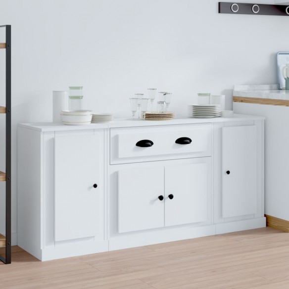 Buffets 3 pcs Blanc Bois d'ingénierie