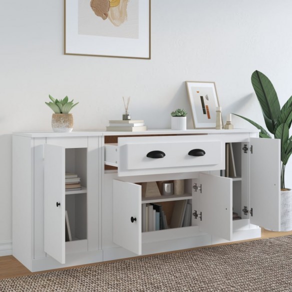 Buffets 3 pcs Blanc Bois d'ingénierie