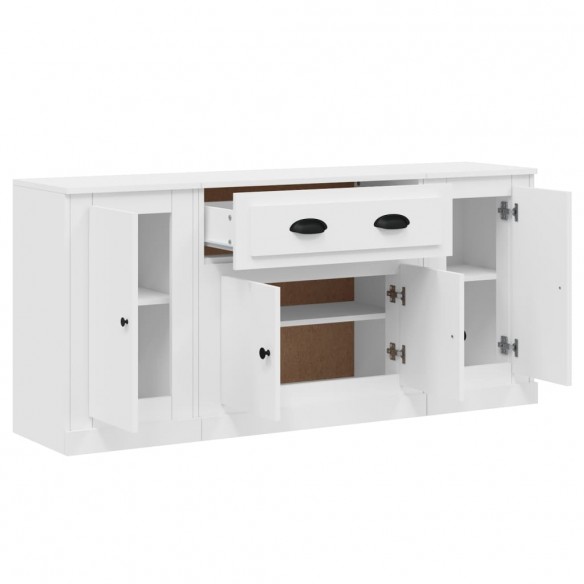 Buffets 3 pcs Blanc Bois d'ingénierie