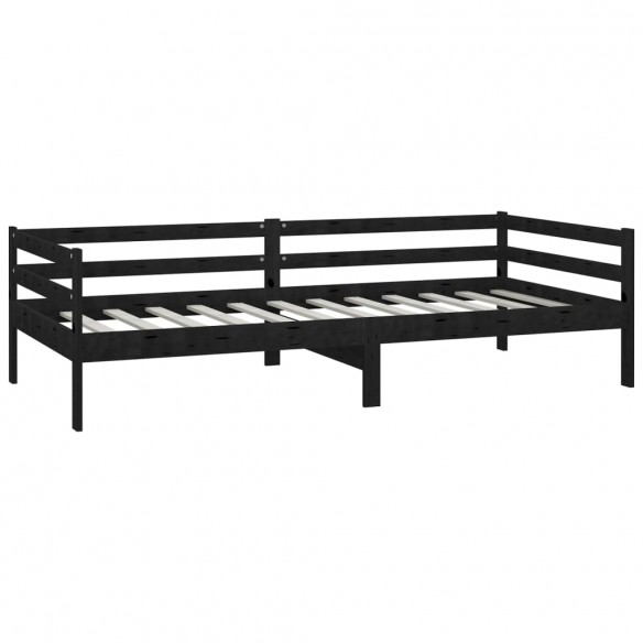 Lit de repos avec matelas 90x200 cm Noir Bois de pin massif