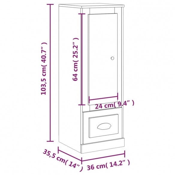 Buffet haut chêne marron 36x35,5x103,5 cm bois d'ingénierie