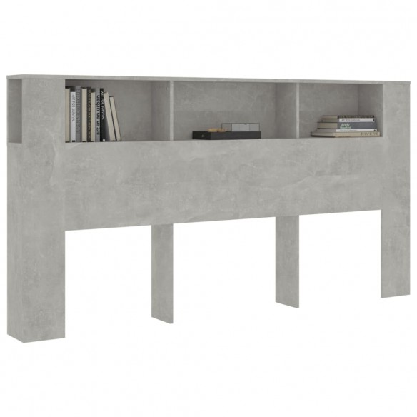 Armoire de tête de lit Gris béton 200x18,5x104,5 cm