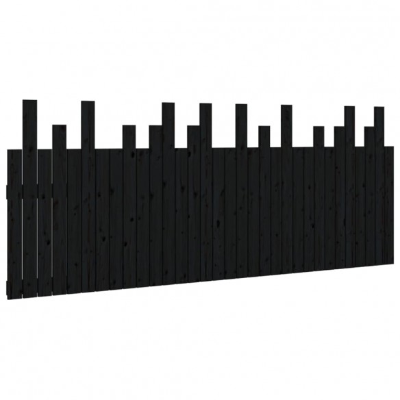 Tête de lit murale Noir 204x3x80 cm Bois massif de pin