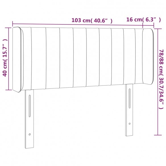 Tête de lit à LED Crème 103x16x78/88 cm Tissu