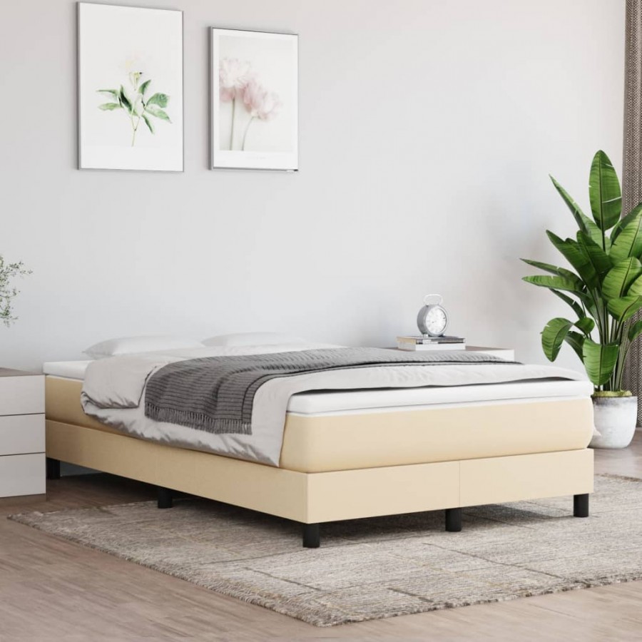 Cadre de lit avec matelas Crème 120x200 cm Tissu