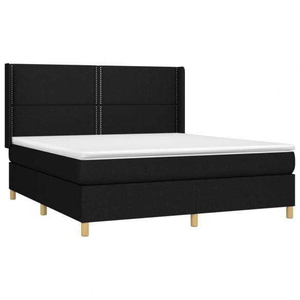 Cadre de lit matelas et LED Noir 160x200 cm Tissu