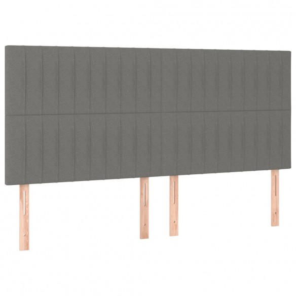 Têtes de lit 4 pcs Gris foncé 100x5x78/88 cm Tissu