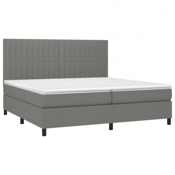 Cadre de lit et matelas et LED Gris foncé 200x200 cm