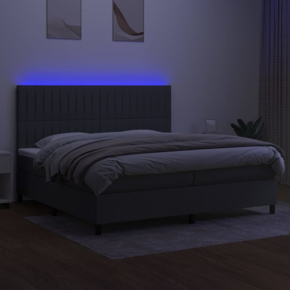 Cadre de lit et matelas et LED Gris foncé 200x200 cm