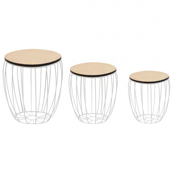 Ensemble de table basse Contreplaqué de peuplier Fer 3 pcs