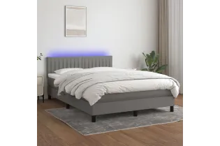 cadre de lit et matelas et LED Gris foncé 140x200 cm