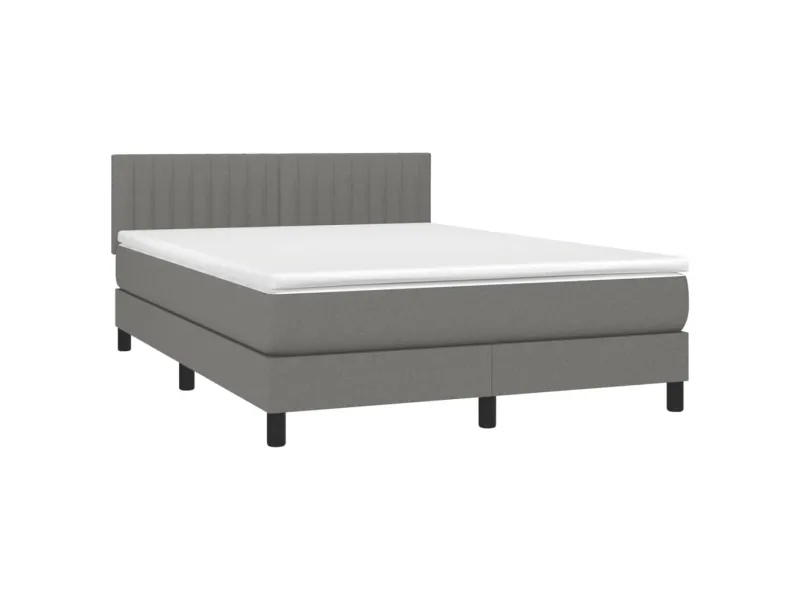 cadre de lit et matelas et LED Gris foncé 140x200 cm