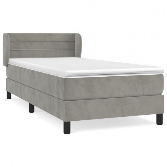 Cadre de lit et matelas Gris clair 90x200 cm Velours