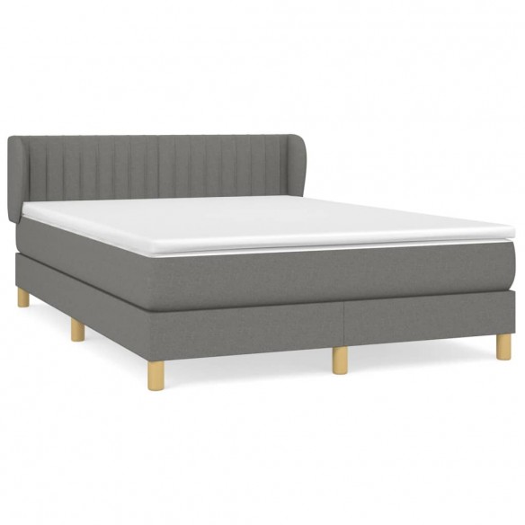 Cadre de lit avec matelas Gris foncé 140x190cm Tissu