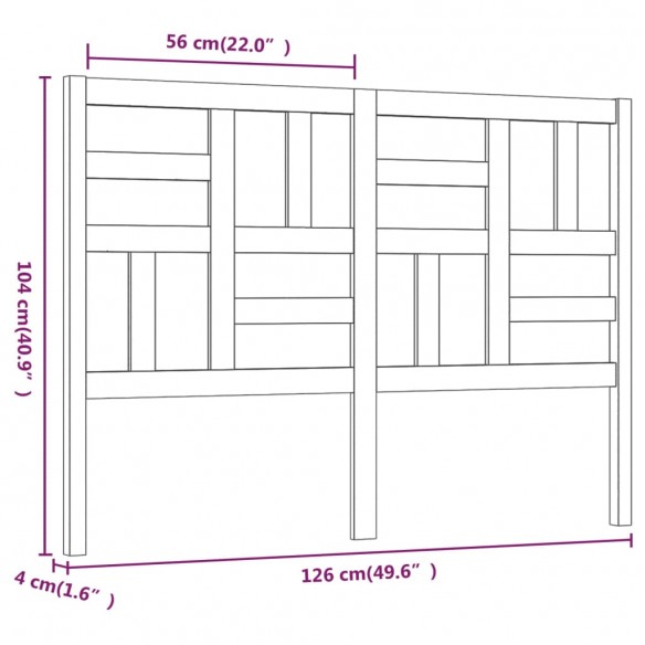 Tête de lit Blanc 126x4x104 cm Bois massif de pin