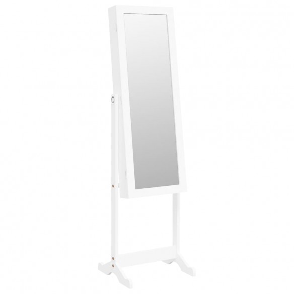 Armoire à bijoux miroir avec lumières LED sur pied blanc