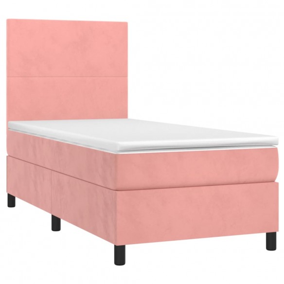 Cadre de lit et matelas LED Rose 100x200 cm Velours