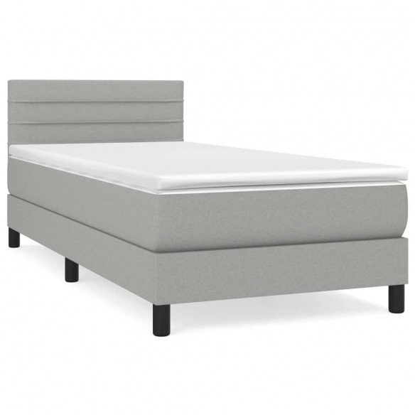 Cadre de lit avec matelas Gris clair 100x200cm Tissu