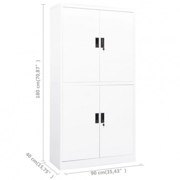 Armoire de bureau Blanc 90x40x180 cm Acier