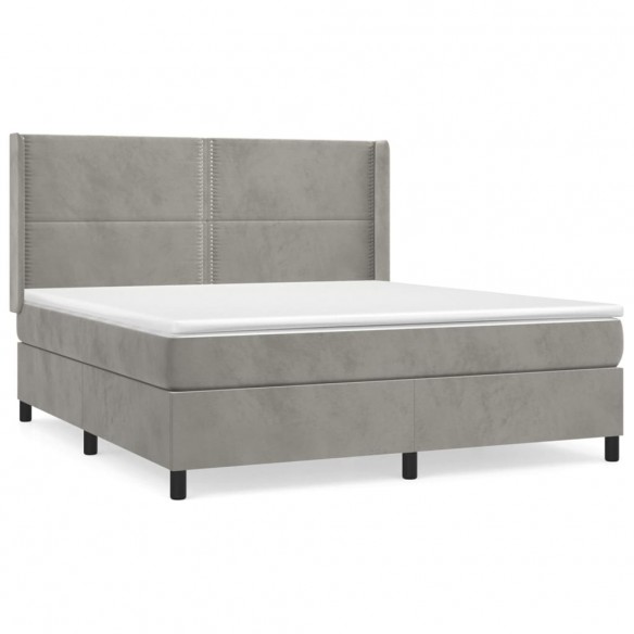 Cadre de lit et matelas Gris clair 180x200cm Velours