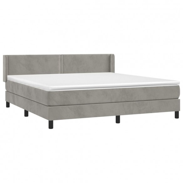 Cadre de lit et matelas Gris clair 180x200cm Velours