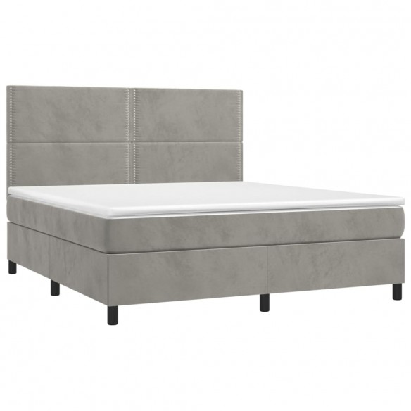 Cadre de lit et matelas Gris clair 180x200cm Velours