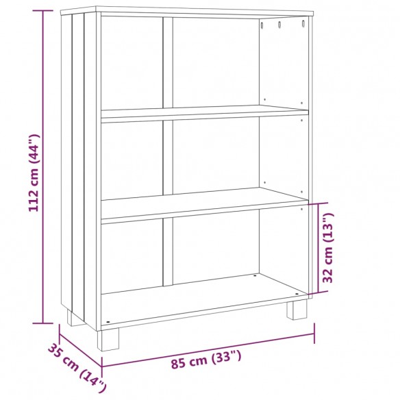 Bibliothèque HAMAR Marron miel 85x35x112 cm Bois de pin massif