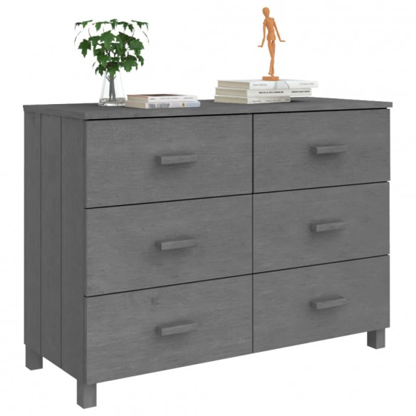 Buffet HAMAR Gris foncé 113x40x80 cm Bois massif de pin