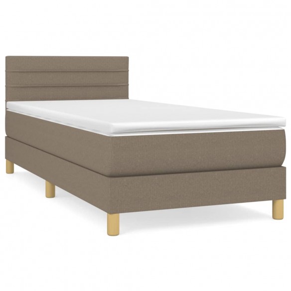 Cadre de lit avec matelas Taupe 90x200 cm Tissu