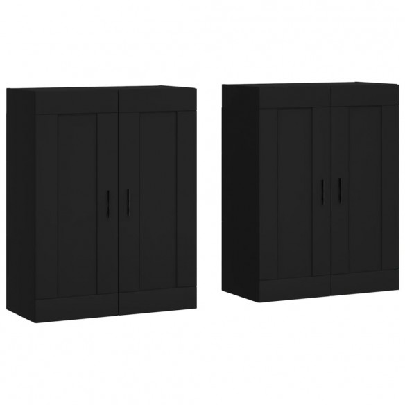 Armoires murales 2 pcs noir bois d'ingénierie