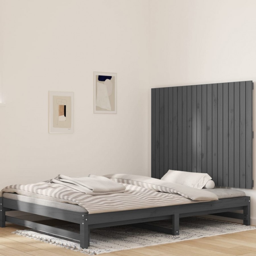 Tête de lit murale Gris 127,5x3x90 cm Bois massif de pin