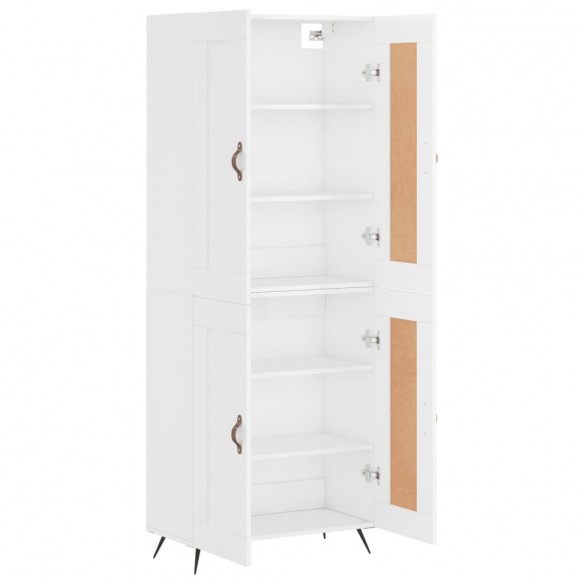 Buffet haut Blanc brillant 69,5x34x180 cm Bois d'ingénierie