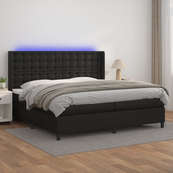 Cadre de lit matelas LED Noir 200x200cm Similicuir