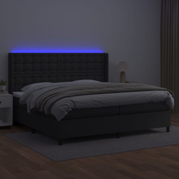 Cadre de lit matelas LED Noir 200x200cm Similicuir