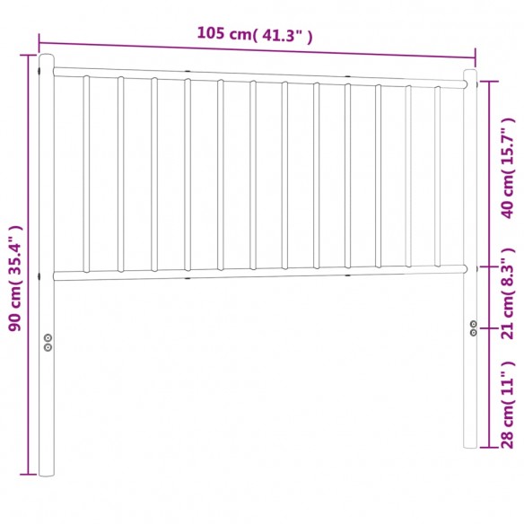 Tête de lit métal blanc 100 cm