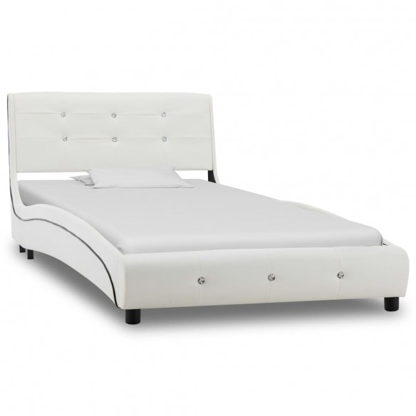 Lit avec matelas Blanc Similicuir 90 x 200 cm