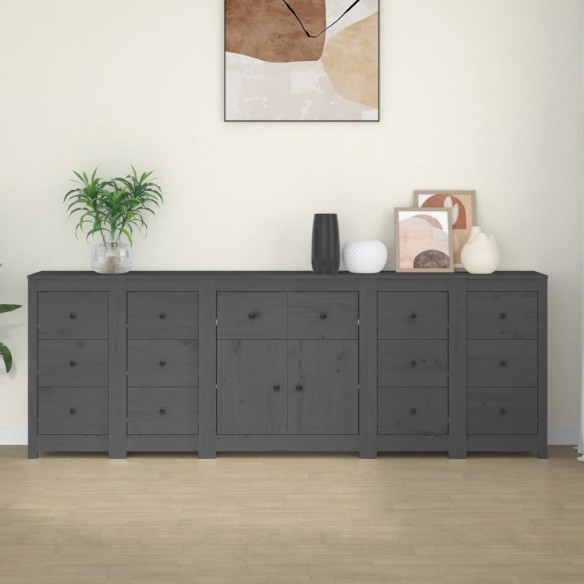 Buffet Gris 230x35x80 cm Bois massif de pin