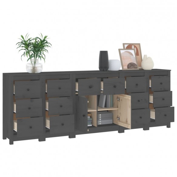 Buffet Gris 230x35x80 cm Bois massif de pin