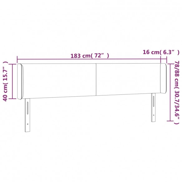 Tête de lit à LED Crème 183x16x78/88 cm Similicuir